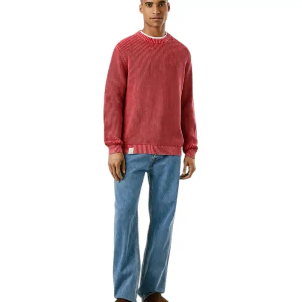 Pepe Jeans - Ανδρικό Πουλόβερ Βαμβακερό Neck Jumper PM7000022-285 Κόκκινο PM7000022-285
