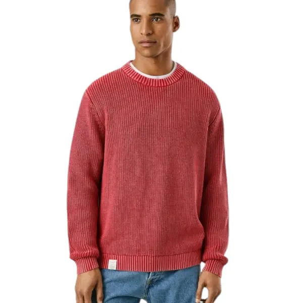 Pepe Jeans - Ανδρικό Πουλόβερ Βαμβακερό Neck Jumper PM7000022-285 Κόκκινο