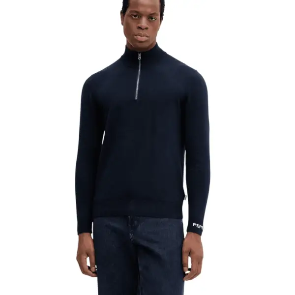 Pepe Jeans - Ανδρικό Πουλόβερ Mock Ipper Slim Fit PM7000012-594 Μπλε Σκούρο