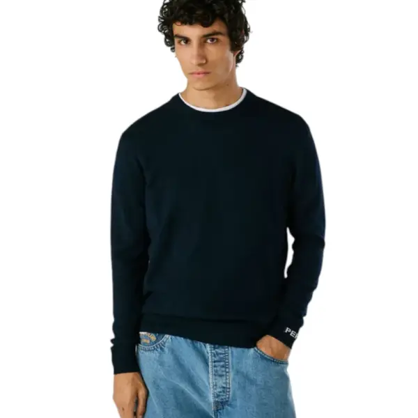 Pepe Jeans - Ανδρικό Πουλόβερ Βαμβακερό Andre Crew Neck PM7000013-594 Μπλε Σκούρο