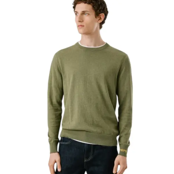 Pepe Jeans - Ανδρικό Πουλόβερ Βαμβακερό Andre Crew Neck PM7000013-679 Πράσινο