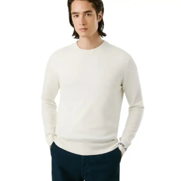 Pepe Jeans - Ανδρικό Πουλόβερ Βαμβακερό Andre Crew Neck PM7000013-804 Εκρού