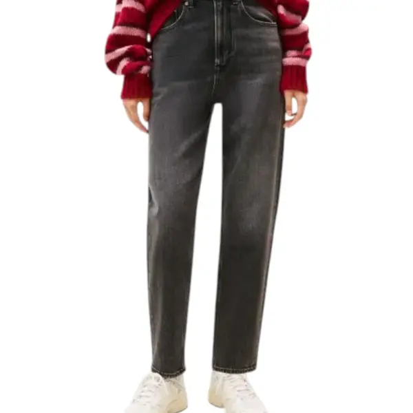 Tommy Hilfiger - Γυναικείο Jean Th Mom Tapered Fit DW0DW21812-1BZ Μαύρο