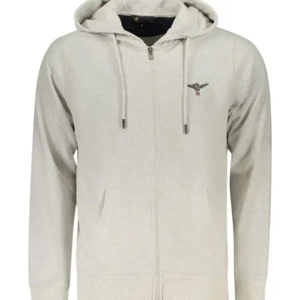 Accademia Militare - Ανδρική Ζακέτα Φούτερ Με Κουκούλα W5S6457014-083 Γκρι Ανοιχτό