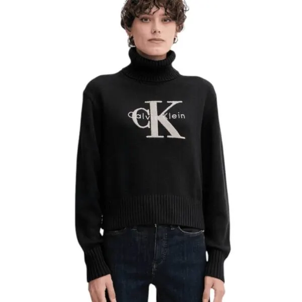 Calvin Klein Jeans - Γυναικείο Πουλόβερ Ζιβάγκο Chenille Relaxed Fit LV047D354G-UB1 Μαύρο