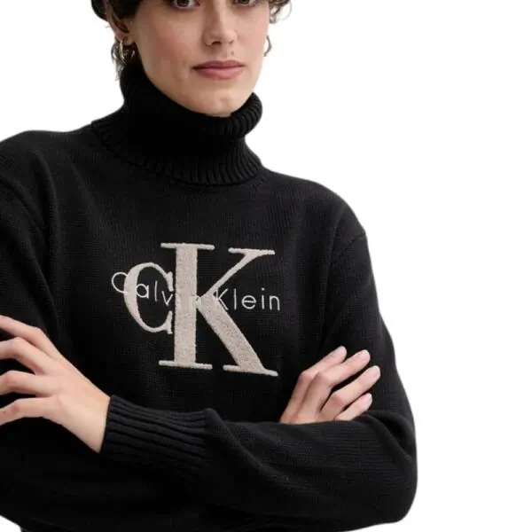 Calvin Klein Jeans - Γυναικείο Πουλόβερ Ζιβάγκο Chenille Relaxed Fit LV047D354G-UB1 Μαύρο LV047D354G-UB1