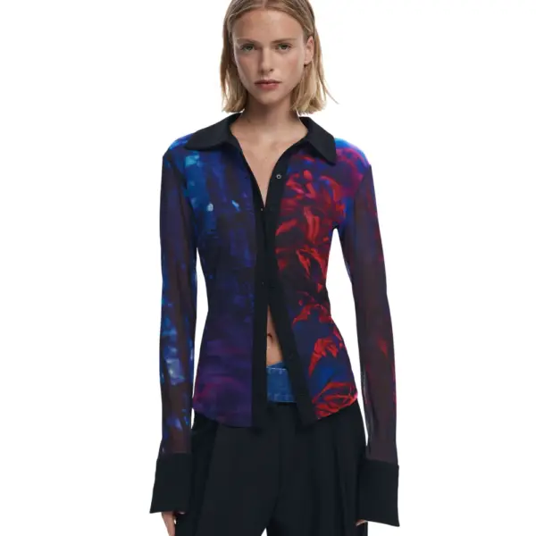 Desigual - Γυναικείο Πουκάμισο Chiffon Buttoned Regular Fit 25WWTK61-2000 Μαύρο
