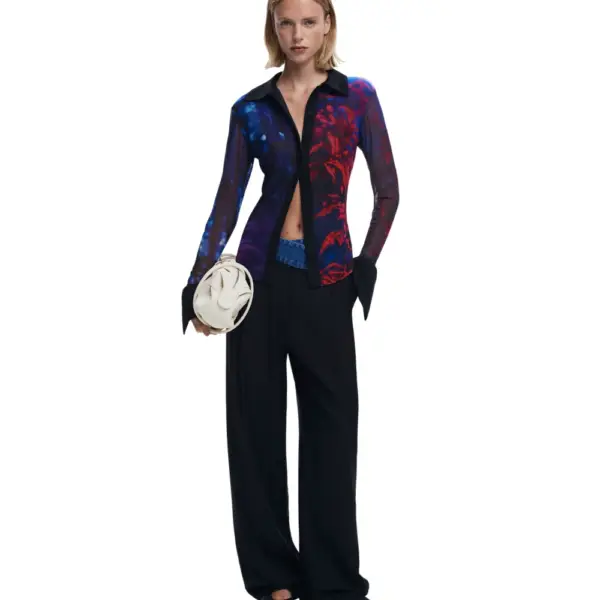 Desigual - Γυναικείο Πουκάμισο Chiffon Buttoned Regular Fit 25WWTK61-2000 Μαύρο 25WWTK61-2000