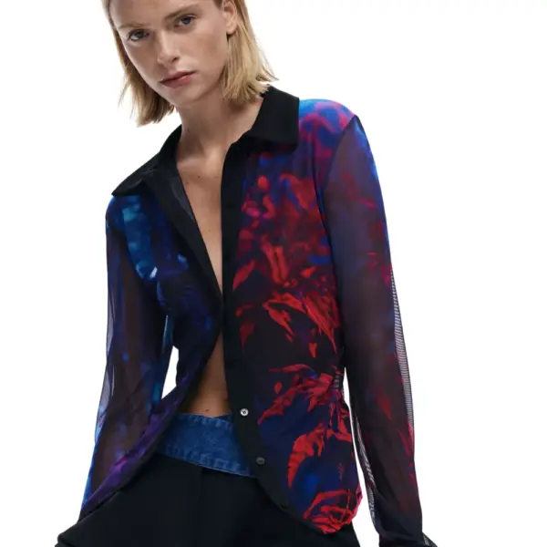 Desigual - Γυναικείο Πουκάμισο Chiffon Buttoned Regular Fit 25WWTK61-2000 Μαύρο 25WWTK61-2000