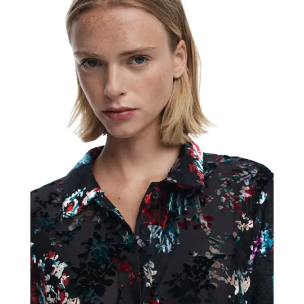 Desigual - Γυναικείο Πουκάμισο Textured Buttoned Regular Fit 25WWTK53-2000 Μαύρο 25WWTK53-2000