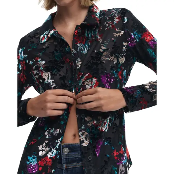 Desigual - Γυναικείο Πουκάμισο Textured Buttoned Regular Fit 25WWTK53-2000 Μαύρο 25WWTK53-2000