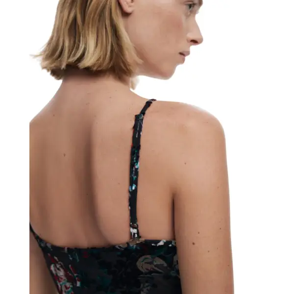 Desigual - Γυναικείο Φόρεμα Kala 2 In 1 Flocked Regular Fit 25WWVK11-2000 Μαύρο 25WWVK11-2000