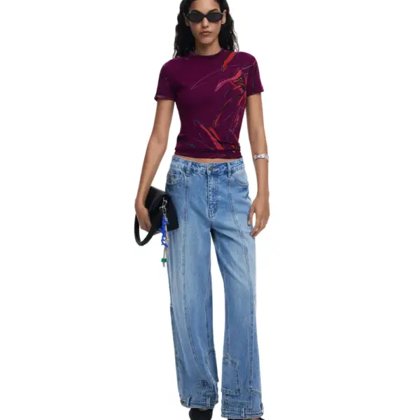 Desigual - Γυναικεία Μπλούζα Lala Regular Fit 25WWTK16-3161 Μωβ 25WWTK16-3161