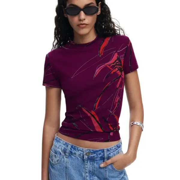 Desigual - Γυναικεία Μπλούζα Lala Regular Fit 25WWTK16-3161 Μωβ 25WWTK16-3161