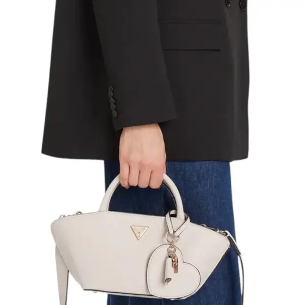 Guess - Γυναικεία Τσάντα Χειρός Bolena Saffiano HWZG9207760-STO Εκρού HWZG9207760-STO