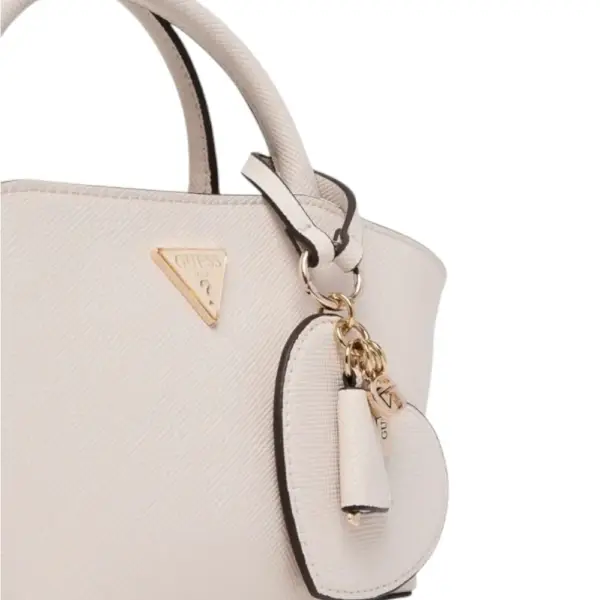 Guess - Γυναικεία Τσάντα Χειρός Bolena Saffiano HWZG9207760-STO Εκρού HWZG9207760-STO