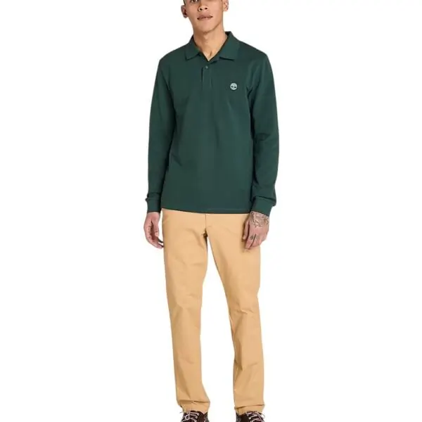 Timberland - Ανδρική Μακρυμάνικη Μπλούζα Polo River TB0A6VY6-317 Πράσινο TB0A6VY6317