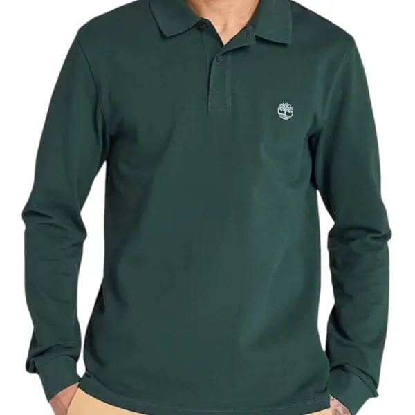 Timberland - Ανδρική Μακρυμάνικη Μπλούζα Polo River TB0A6VY6-317 Πράσινο TB0A6VY6317