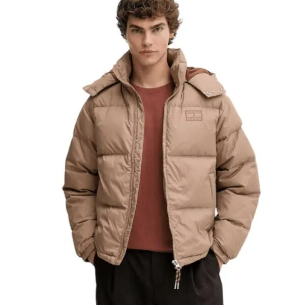 Tommy Hilfiger - Ανδρικό Πουπουλένιο Μπουφάν Puffer Tjm Alaska DM0DM22036-AFE Μπεζ DM0DM22036-AFE