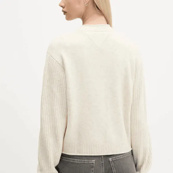 Tommy Hilfiger - Γυναικείο Πουλόβερ Flag Sweater Rib DW0DW21782-AFN Εκρού DW0DW21782-AFN