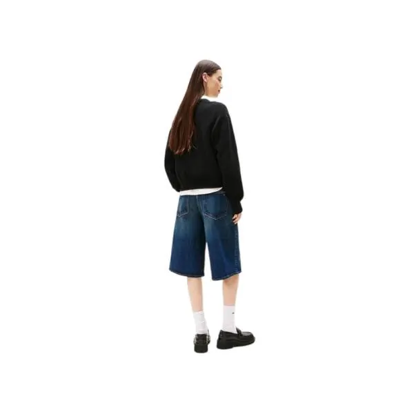 Tommy Hilfiger - Γυναικείο Πουλόβερ Flag Sweater Rib DW0DW21782-HEV Μαύρο DW0DW21782-HEV