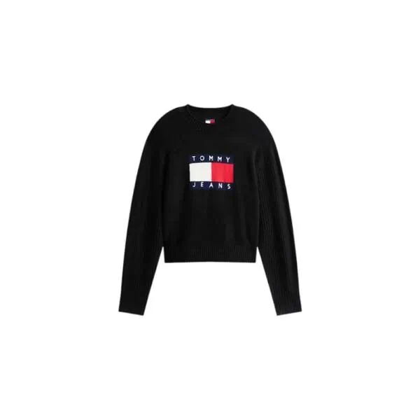 Tommy Hilfiger - Γυναικείο Πουλόβερ Flag Sweater Rib DW0DW21782-HEV Μαύρο DW0DW21782-HEV
