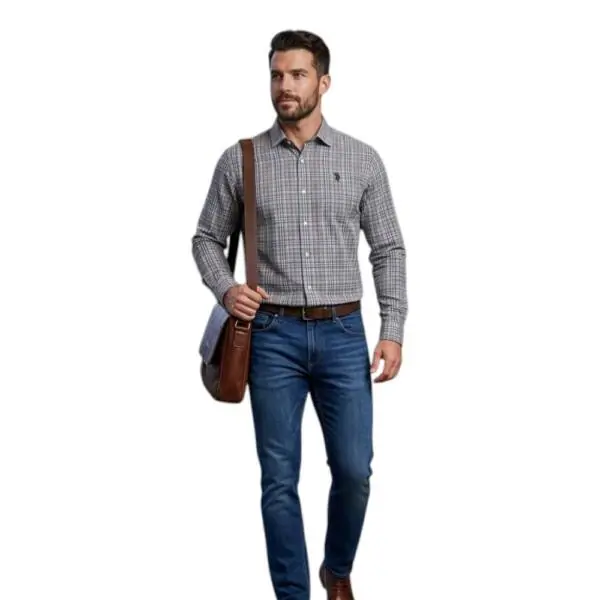 U.S. Polo Assn. - Ανδρικό Πουκάμισο Μακρυμάνικο Καρό 64086-53309-887 Πολύχρωμο