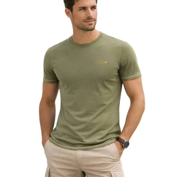 Aeronautica Militare - Ανδρική Κοντομάνικη Φανέλα SCOTI003J508-07001 Λαδί