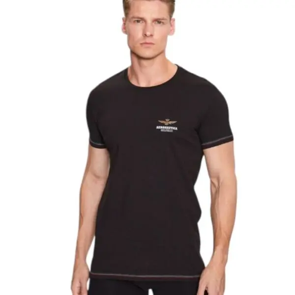 Aeronautica Militare - Ανδρική Κοντομάνικη Φανέλα SCOTI003J508-34300 Μαύρο