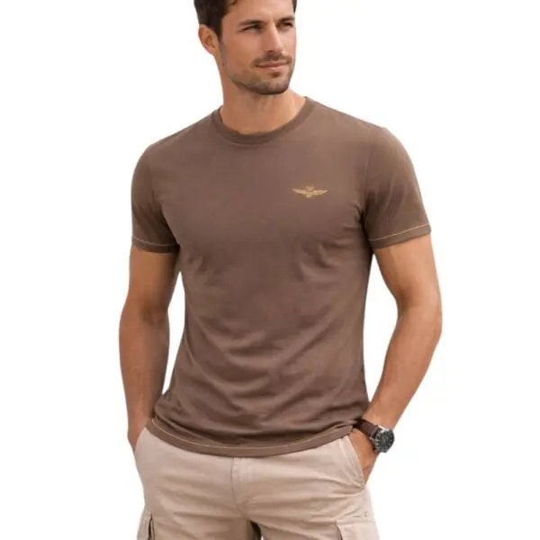 Aeronautica Militare - Ανδρική Κοντομάνικη Φανέλα SCOTI003J508-56002 Καφέ