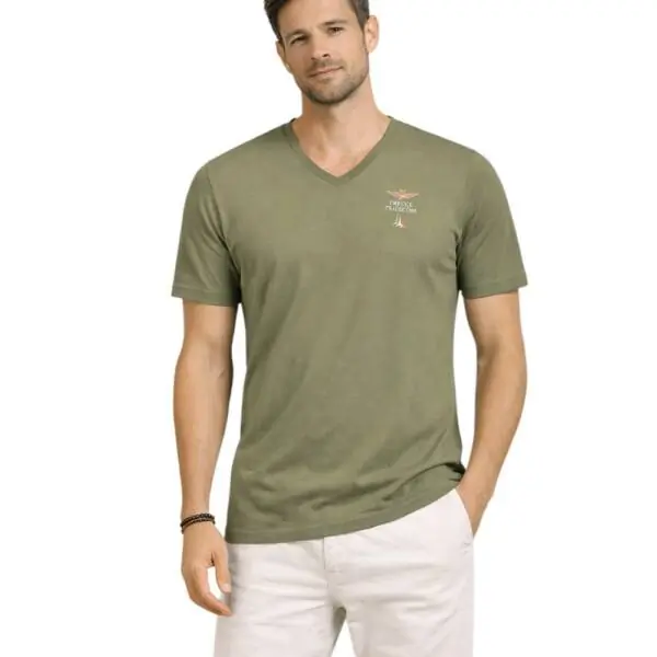 Aeronautica Militare - Ανδρική Κοντομάνικη Φανέλα SCOTI006J508-07001 Λαδί