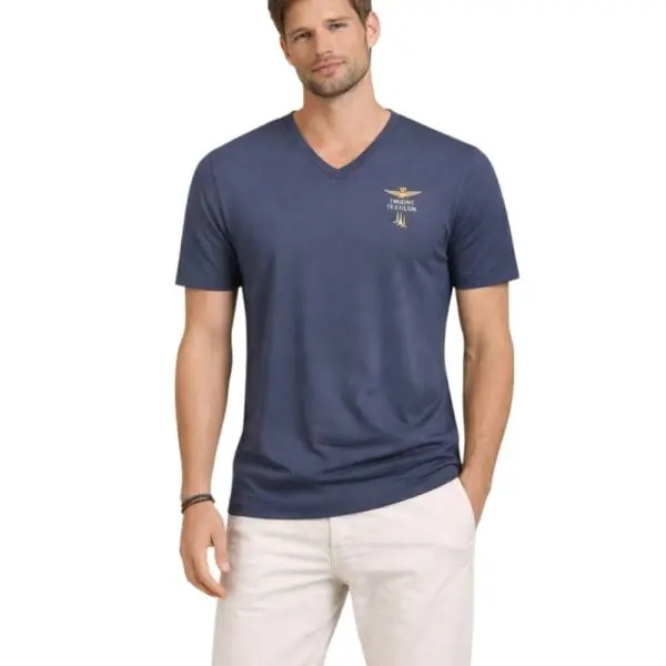 Aeronautica Militare - Ανδρική Κοντομάνικη Φανέλα SCOTI006J508-08184 Μπλε Σκούρο