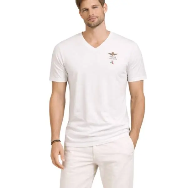 Aeronautica Militare - Ανδρική Κοντομάνικη Φανέλα SCOTI006J508-73009 Λευκό