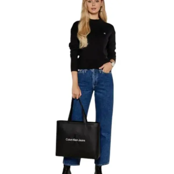 Calvin Klein Jeans - Γυναικείο Πουλόβερ Embro Badge Regular Fit J20J222987-BEH Μαύρο J20J222987-BEH