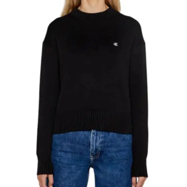 Calvin Klein Jeans - Γυναικείο Πουλόβερ Embro Badge Regular Fit J20J222987-BEH Μαύρο J20J222987-BEH