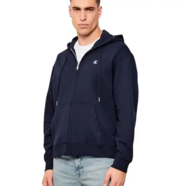 Calvin Klein - Ανδρική Ζακέτα Ls Eu 350Terry Monogram Fz Hoo Regular Fit LV04RD240G-CEF Μπλε Σκούρο