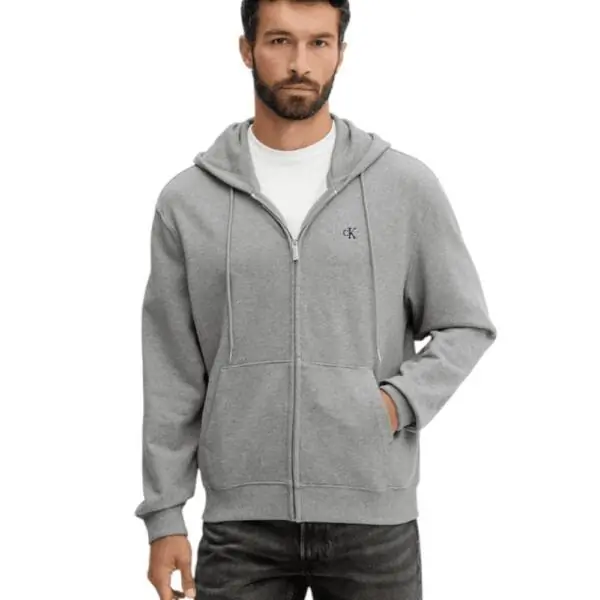 Calvin Klein - Ανδρική Ζακέτα Ls Eu 350Terry Monogram Fz Hoo Regular Fit LV04RD240G-P7E Γκρι