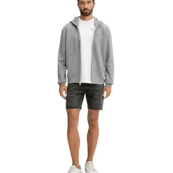 Calvin Klein - Ανδρική Ζακέτα Ls Eu 350Terry Monogram Fz Hoo Regular Fit LV04RD240G-P7E Γκρι LV04RD240G-P7E