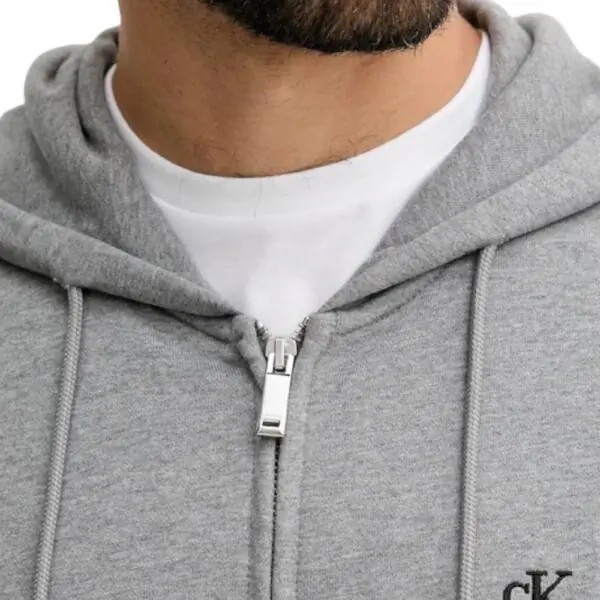 Calvin Klein - Ανδρική Ζακέτα Ls Eu 350Terry Monogram Fz Hoo Regular Fit LV04RD240G-P7E Γκρι LV04RD240G-P7E