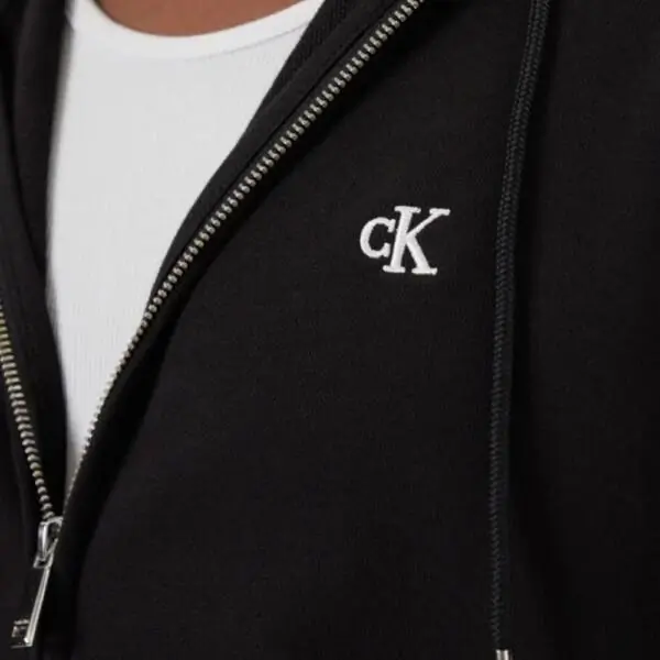 Calvin Klein - Ανδρική Ζακέτα Ls Eu 350Terry Monogram Fz Hoo Regular Fit LV04RD240G-UB1 Μαύρο LV04RD240G-UB1