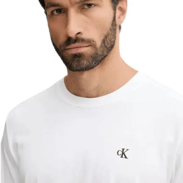 Calvin Klein - Ανδρική Μπλούζα Longsleeve Easy Regular Fit LV04RD247G-YAF Λευκό LV04RD247G-YAF