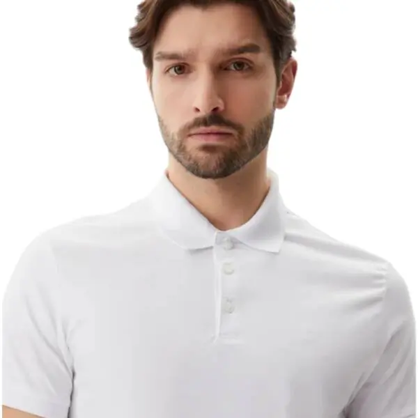 Calvin Klein - Ανδρική Μπλούζα Κοντομάνικη Polo Smooth Cotton Solid Regular Fit LV040HM281-YAA Λευκό LV040HM281-YAA
