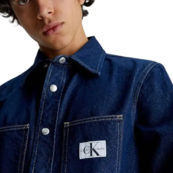 Calvin Klein - Ανδρικό Πουκάμισο Jean Regular Fit J30J323908-IAP Μπλε Σκούρο J30J323908-IAP