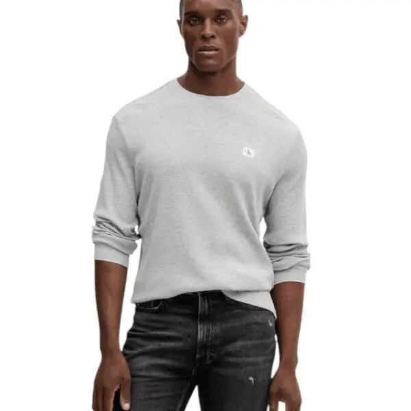 Calvin Klein - Ανδρικό Πουλόβερ Badge Waffle LS Tofu LV040EM217-P7E Γκρι