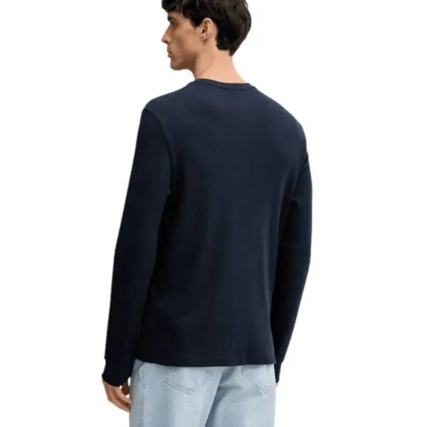 Calvin Klein - Ανδρικό Πουλόβερ Badge Waffle LS Tofu LV040EM217-WFW Μπλε Σκούρο LV040EM217-WFW