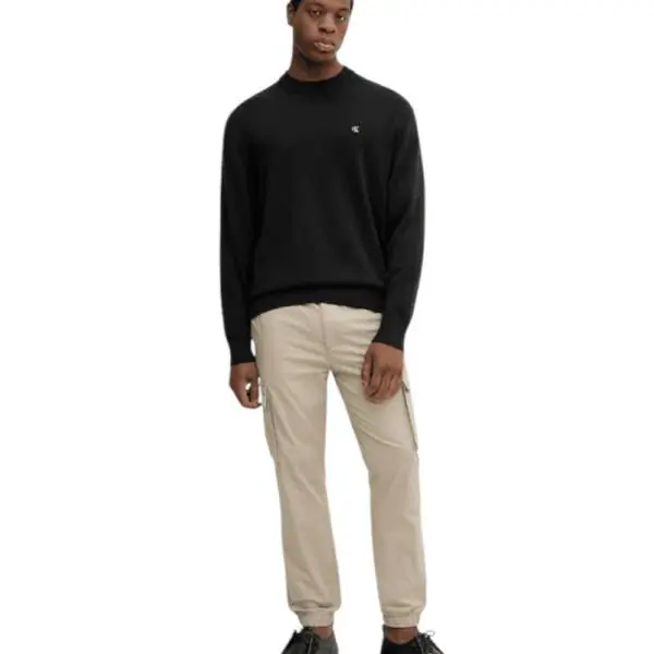 Calvin Klein - Ανδρικό Πουλόβερ Crewneck Monogram Relaxed Fit LV04RC309G-UB1 Μαύρο LV04RC309G-UB1