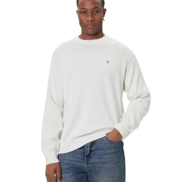 Calvin Klein - Ανδρικό Πουλόβερ Crewneck Monogram Relaxed Fit LV04RC309G-YAS Εκρού