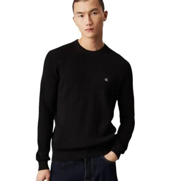 Calvin Klein - Ανδρικό Πουλόβερ Rib Regular Fit J30J324598-BEH Μαύρο