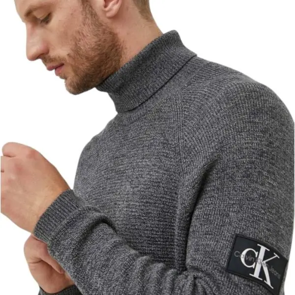 Calvin Klein - Ανδρικό Πουλόβερ Ζιβάγκο Regular Fit J30J325093-OGL Γκρι J30J325093-OGL