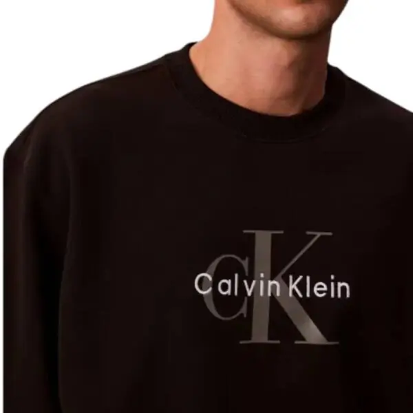 Calvin Klein - Ανδρικό Φούτερ Hoodie 350Terry Monologo Loose Fit LV04RD242G-UB1 Μαύρο LV04RD242G-UB1